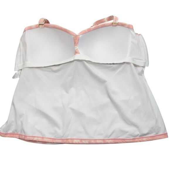 FRESHWATER PINK TIE DYE WIRELESS MOLDED CUP‎ TANKINI PLUS SIZE 2X - Picture 3 of 8